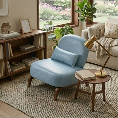 Modern Accent Chair with Solid Wood Legs and Soft Cushion for Living Room Bedroom Apartment Balcony