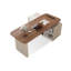 Bureau double caisson en bois manufacturé brun noisette avec 3 tiroirs-591689267