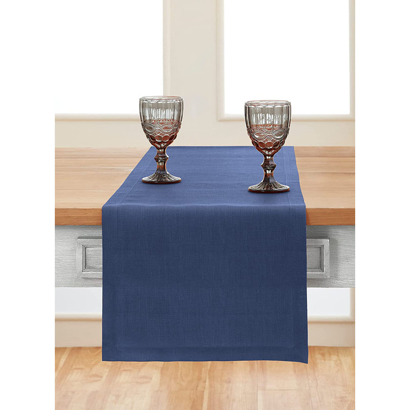Diana - 100% Pure Linen Table Runner, Vintage Blue, 90" x 14"