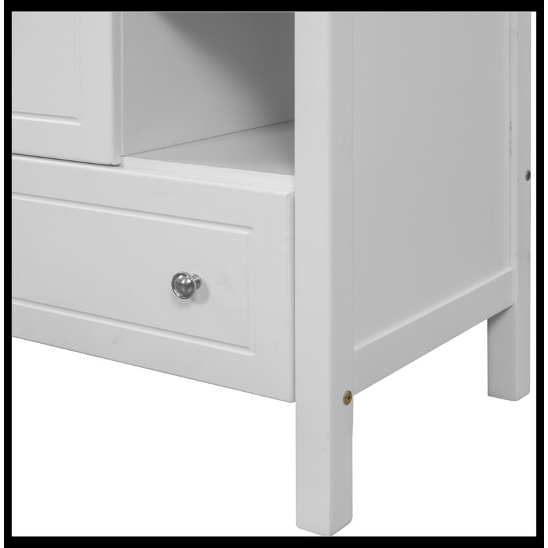 White MDF Freestanding Single Bathroom Vanity with Ceramic Top