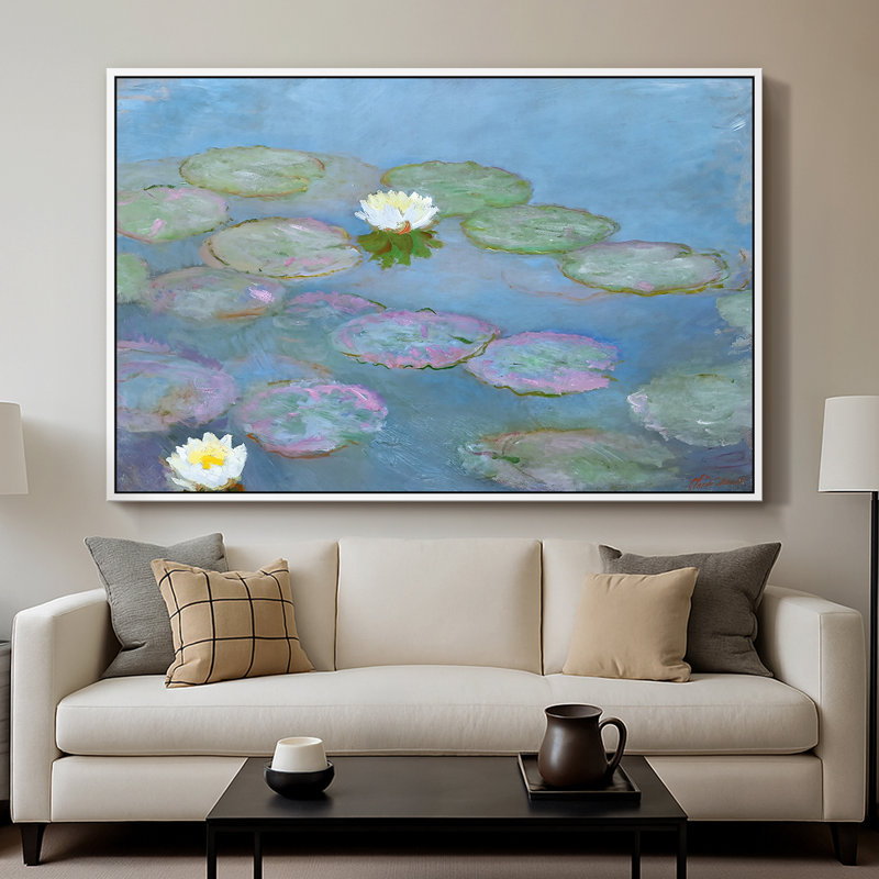 Nymphéas, 1897-1899 - Claude Monet, toile tendue avec châssis, 26 x 40, Blanc