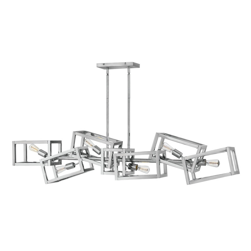 6 - Light Unique / Statement Geometric Chandelier, Polished nickel