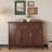 Nut-brown Solid Wood Shoe Storage Bench-1956139110