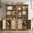 70" Rustic Wooden Bookcase with Doors, 3-Shelf Floor Standing Storage Cabinet for Living Room, Bedroom, or Office-308312530