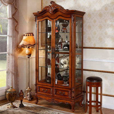 Vitrines en bois massif marron et verre