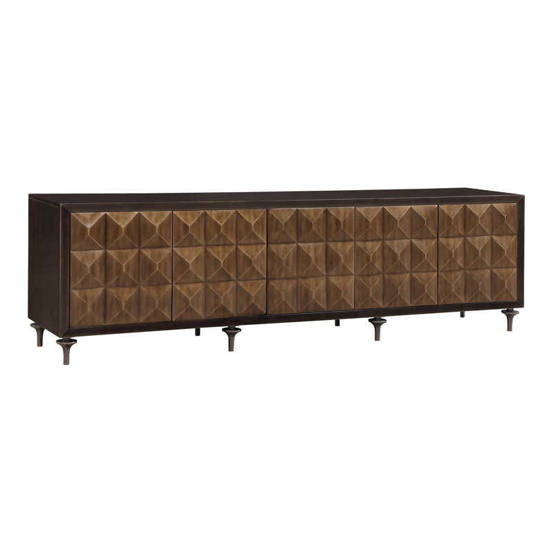 Armoire console rectangulaire L 88 po en bronze forgé et espresso Maffa