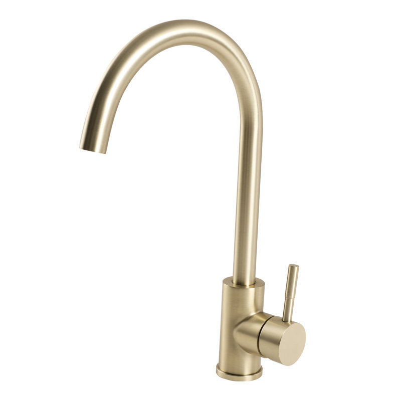 Gold Kitchen Sink Faucet With Single Handle, 360 Degree Swivel Spout, 304 Stainless Steel, Resists Corrosion And Tarnish, , Simple To Maintain Use In Kitchen, Ceramic Cartridge For Long-Life, Water
