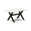 L'ensemble de 3 tables de salle à manger modernes comprend une table rectangulaire en bois avec pieds en X et 2 bancs de salle à manger, finition noire brossée-1131210371-1131210373-1131210372