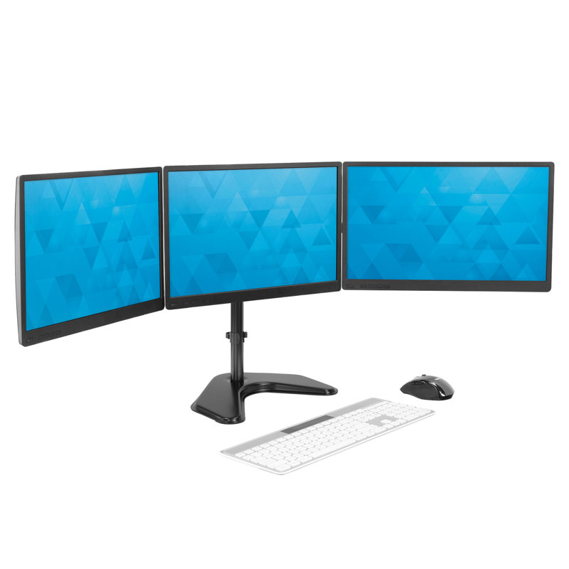 Black Aluminum and Steel Triple Monitor Stand with Adjustable Arms