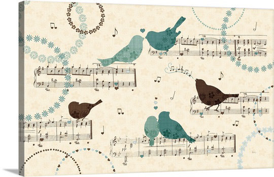 Inverse Song Birds - impression d'art graphique, H 32 po x l 48 po x P 1,25 po, Toile