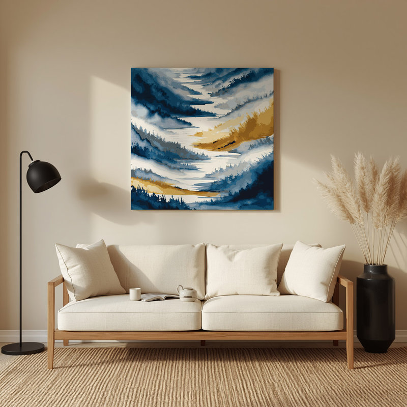Aquarelle, paysage, 38, art mural gris en métal, H 12 po x l 12 po