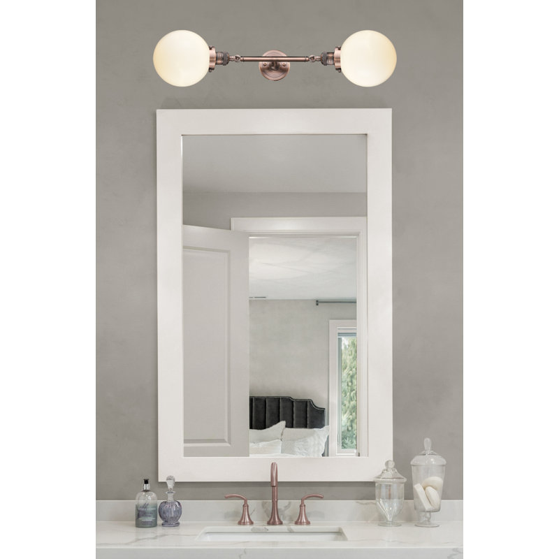 Clementina 2 - Light Dimmable Vanity Light, 60 Watt Vintage Incandescent Bulb, Matte White Cased, Antique Copper