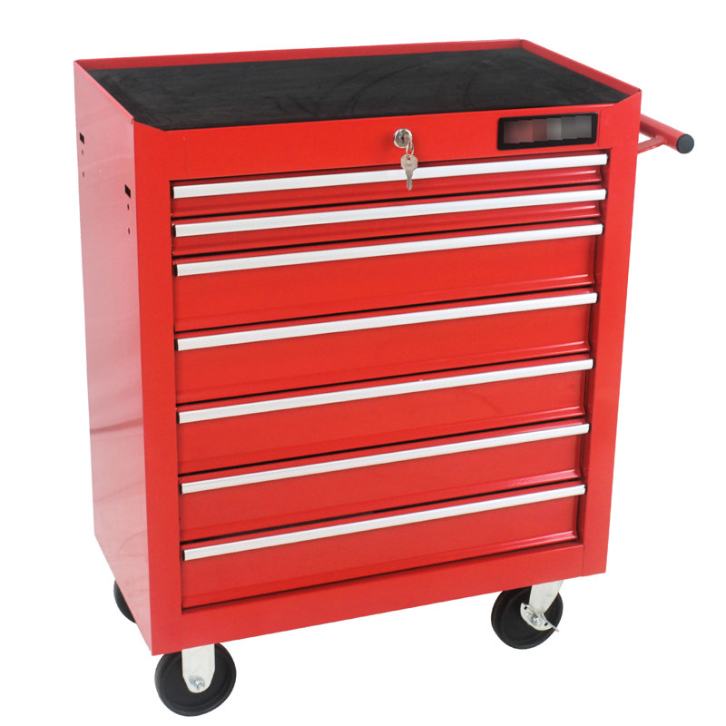 Chariot à outils mobile rouge 7 verrouillables, Rouge