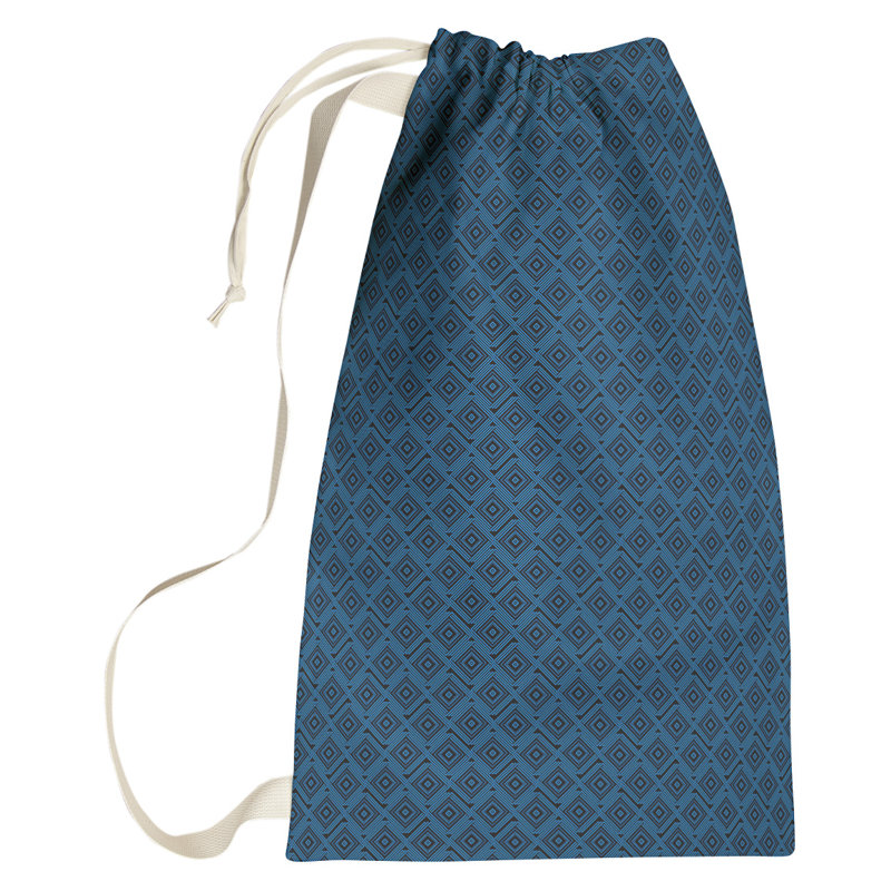 Sac à linge à labyrinthe carré, Grand (H 76,5 po x l 29,5 po x P 1,5 po), Noir / Bleu