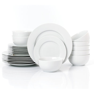 24pc White Rim Dinner Set