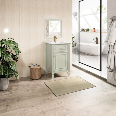 Meuble-lavabo de 20 pouces avec lavabo, rangement fonctionnel, charnières à fermeture en douceur et assemblage facile pour les petites salles de bain urbaines