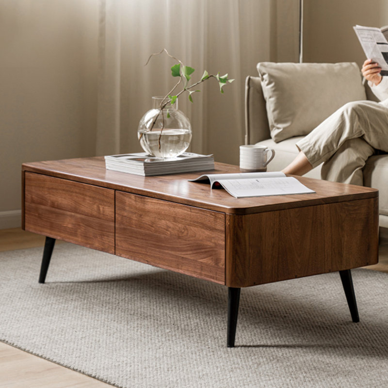 Table de bout avec rangement en noyer noir, H 17,24 po x L 53,14 po x l 25,59 po