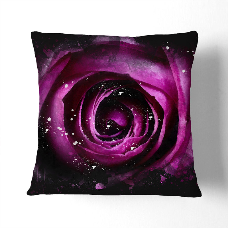 Rose Flower Vol.2 Paint Splash Scatter Cushion, White, 40cm H x 40cm W x 15cm D