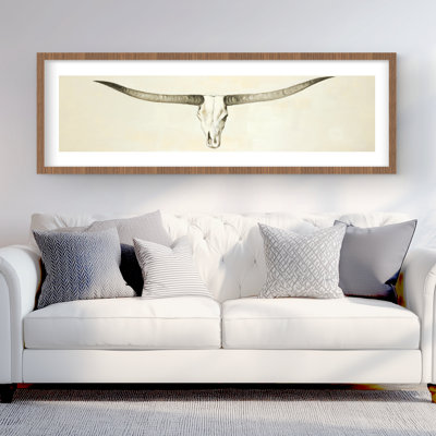 Imprimé crâne de bœuf Longhorn | Décoration intérieure encadrée mat