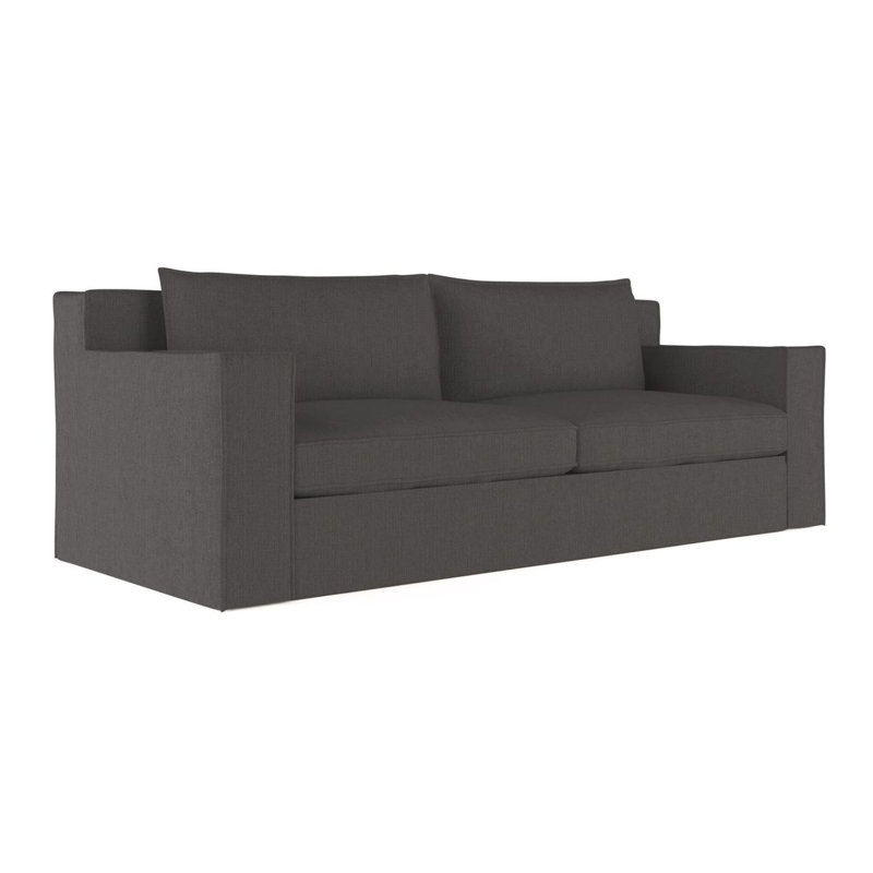 Canapé Mulberry, H 33 po x l 108 po x p 40 po, Lin graphite carré, Brun foncé