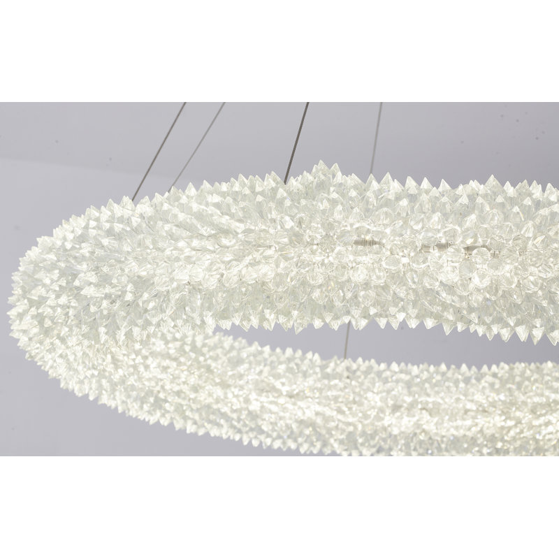 Rambort Transitional 1-Light Round LED Crystal Chandelier , White, Clear