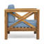 Élégant fauteuil club de style Mid-Century, fabrication en bois, siège en bois, coussins pour l'extérieur