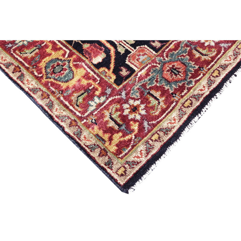 Wool Oriental Area Rug in Blue/Red/Beige/Gold, Rectangle 4' x 6'