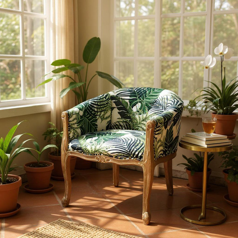 45cm H Velvet Upholstered Upholstered Back Armchair in Green