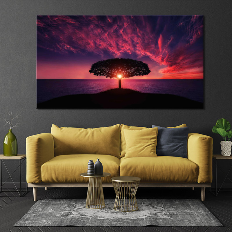 Sun Tree Nature Sunset - Wrapped Canvas Print, 31cm H x 51cm W