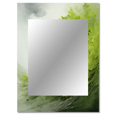 Green And White Whsipering Abstract Spiral I - Abstract Spirals Decorative Mirror, Green Wall Mirror, Printed Metal Art