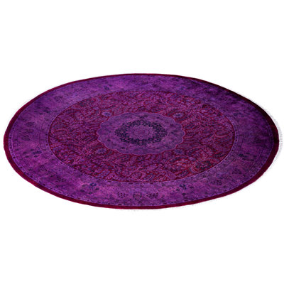 Tapis mauve en laine noué à la main 8 pi 4 po x 8 pi 4 po Chaffin
