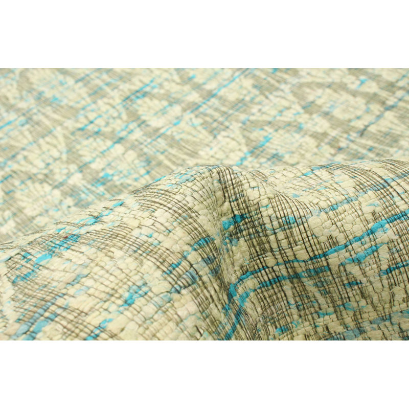 Tapis de zone beige noué la à la main floral Resler