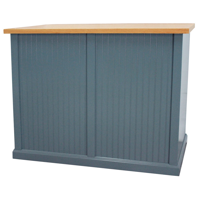 Avendano Solid Wood Kitchen Island, Dark Blue