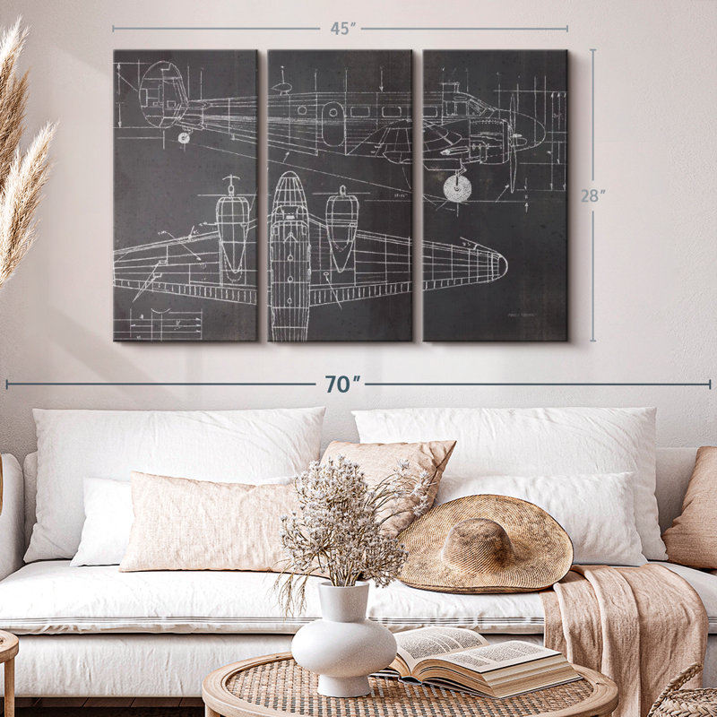 Avion, impression sur toile, H 28 po x l 45 po x P 1,25 po