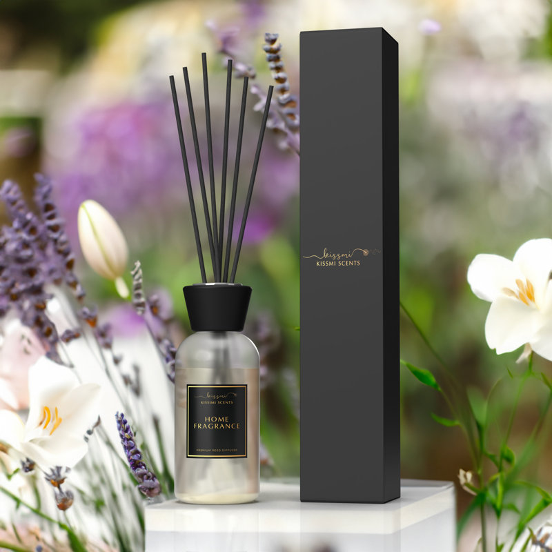 Kissmi Scents 01 Signature Scent Spa Reed Diffuser Set With 6 Reed Sticks, 4 Oz For Home, Bathroom And Office, Citrus Jasmine Scented Fragrance
