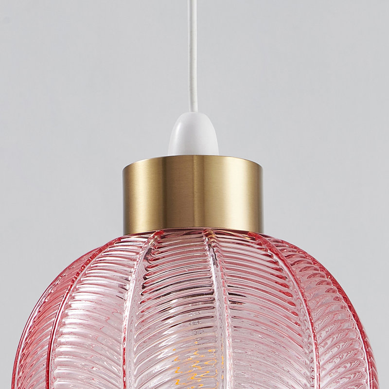 21cm H Glass Round Pendant Shade ( Clip On ), Pink