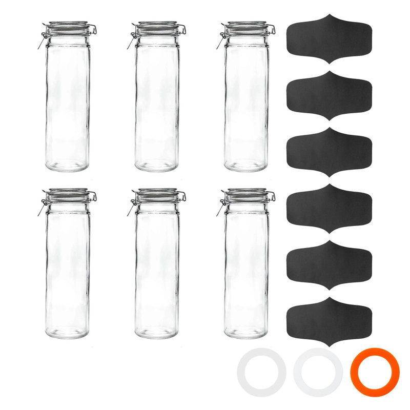 Argon Tableware - Glass Spaghetti Jar with Labels, Clear