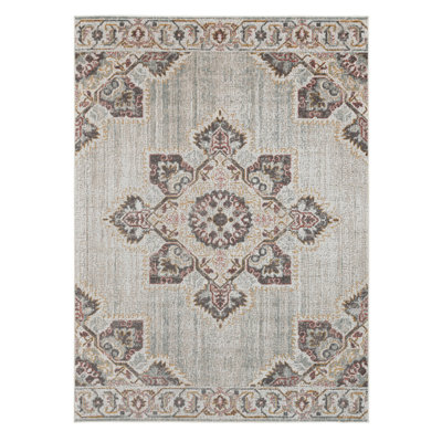 Kinslee Vintage Medallion Ultra Low Pile Performance Area Rug