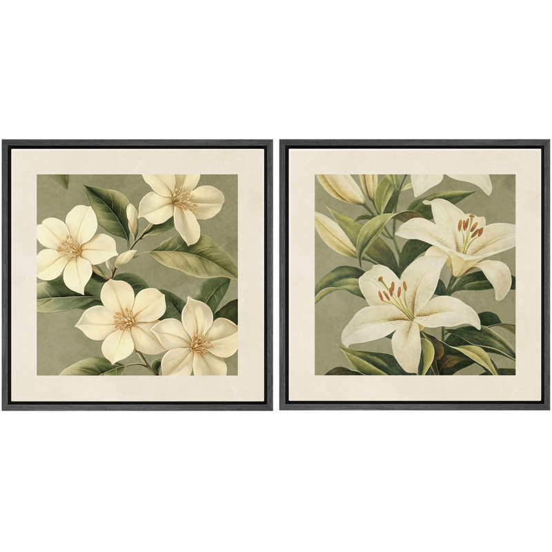 Art mural encadré sur toile Lily, H 16 po x l 32 po, Black Floater Framed