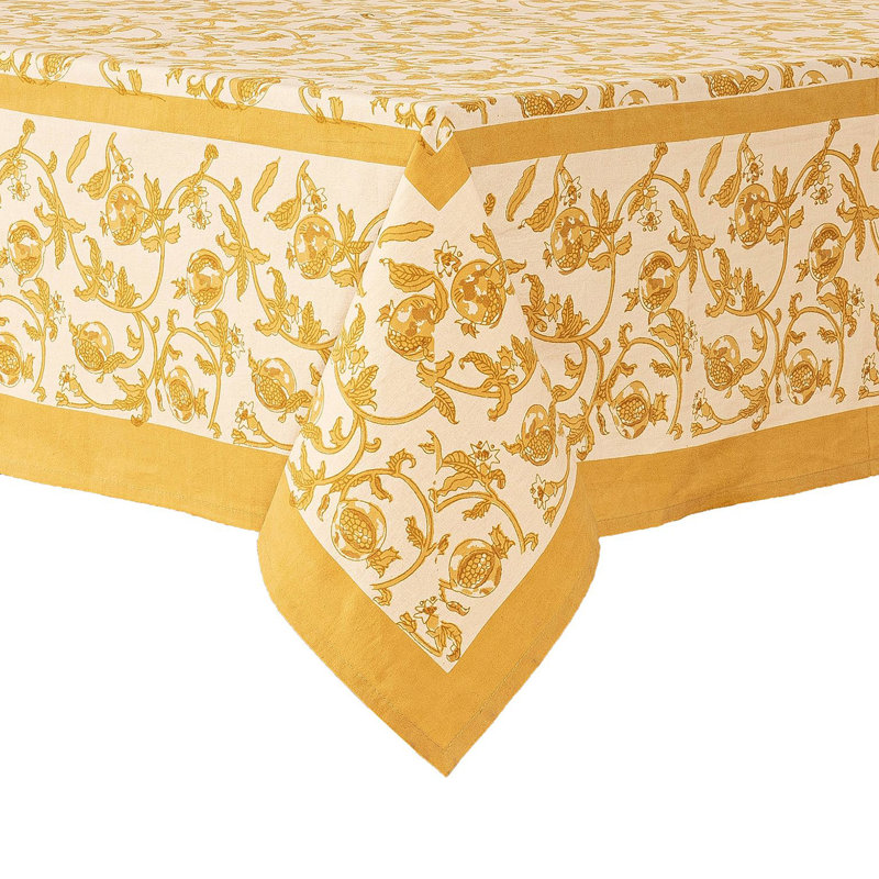Nappe Brona - Carrée, 59 po carré, Moutarde / Blanc