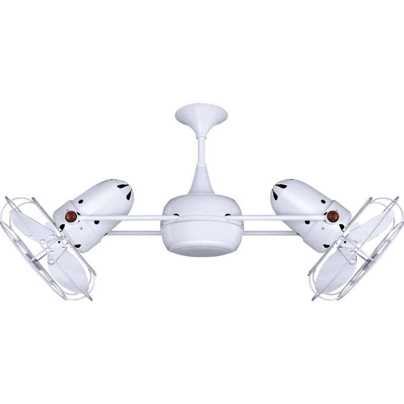 Ventilateur de plafond cage à 6 pales Duplo-Dinamico avec commande murale et ensemble d'éclairage inclus, Blanc