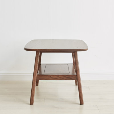 39.4"L Solid Oak Coffee Table With Shelf