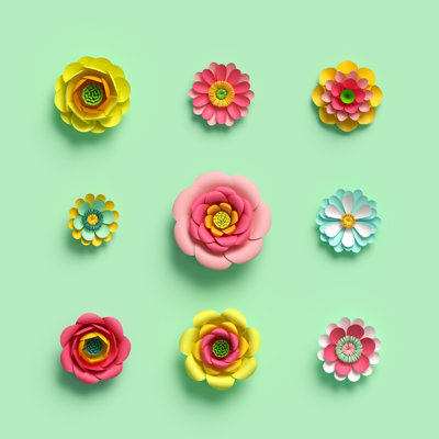 Fleurs en papier artisanales - impression sur toile tendue