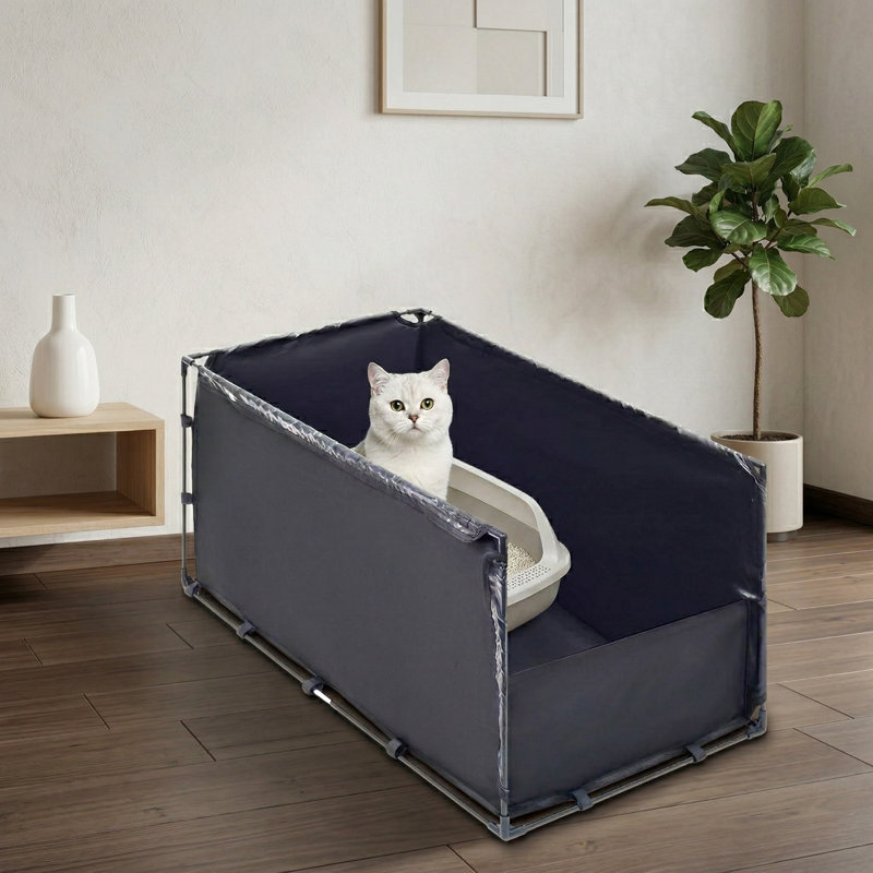 Litière très grande avec couvercle anti-éclaboussures très grand, enceinte imperméable et portative pour chats d'intérieur, chatons et animaux de compagnie très grand