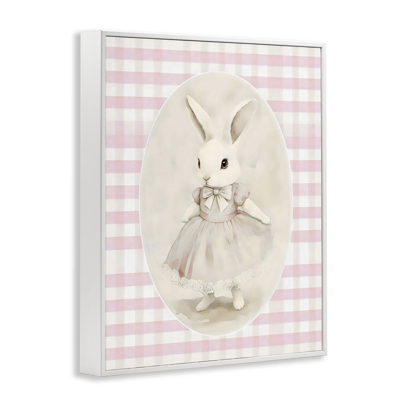 «Sweet Pink Girl Bunny», estampe numérique, conception par Arlington Prints, Giclée encadrée blanc bord de mer
