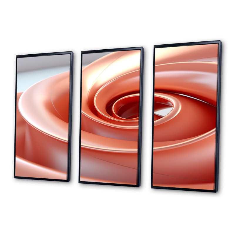 Abstrait tourbillon apaisant orange - art mural géométrique, Cadre flottant noir, H 28 po x l 36 po x P 1 po