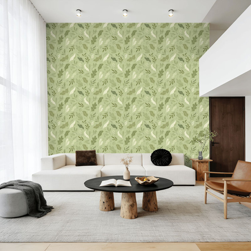 Rouleau de papier peint amovible vert olive l 17,7 po x H 118 po