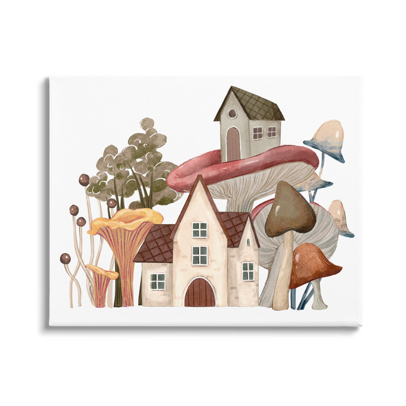 Forêt botanique Cozy Cottage Whimsical Town par Ziwei Li - peinture sur toile, H 16 po x l 20 po x P 1,5 po