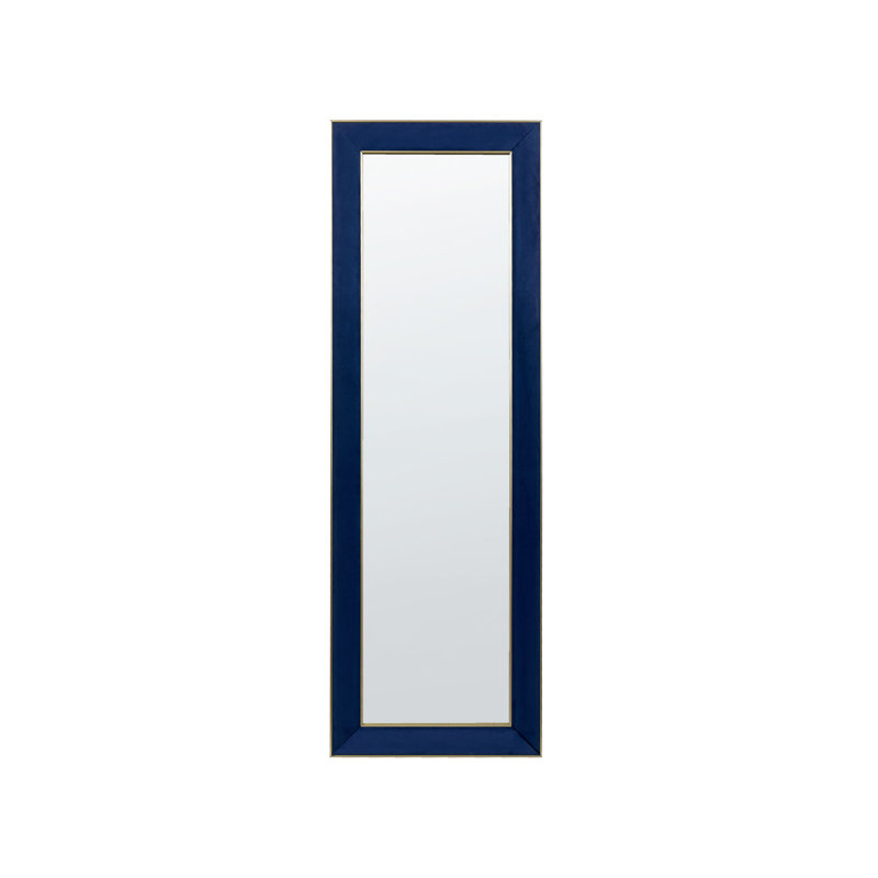 Leolani Flat Leather Floor Mirror, Blue