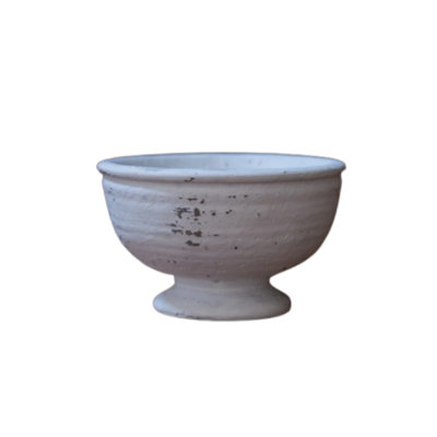 Cement Bowl Rustic Finish White